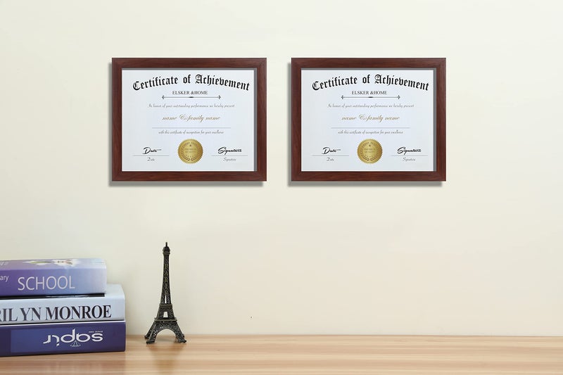 ELSKER&HOME 8.5x11 Certificate Frame - Classic Coffee Color Frame - Document&Certificate - Displays Diploma 8.5x11 Inch - for Degree/Award(2 Pack) - Image 3